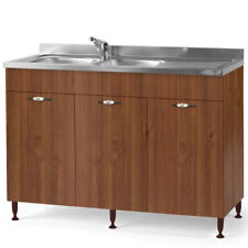 Sottolavello cucina componibile 120 cm con ante noce lavello inox e miscelatore