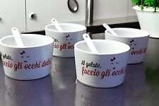 Set 4 Coppe Gelato Seletti Per Mc Donald Con Cucchiaini In Ceramica