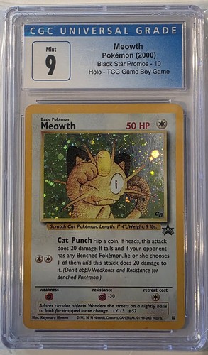 Cgc meowth black star - meowth, promos