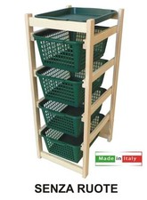 CARRELLO PORTA FRUTTA LEGNO 4 CESTI SALVASPAZIO NATURALE FAGGIO MADE ITALY 2024