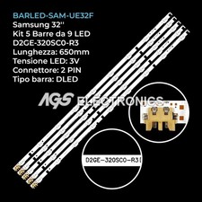 KIT 5 BARRE STRIP LED TV SAMSUNG D2GE-320SC0-R3 2013SVS32F BN96-25300A UE32F4000