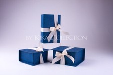 50 SCATOLE X BOMBONIERE REGALO  ASTUCCIO PIEGHEVOLE COLORE BLU VARIE DIMENSIONI