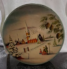 Scatola in latta vintage da collezione Scena Natalizia