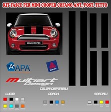 KIT FASCE  ADESIVI STICKERS PER MINI COOPER COFANO ANT. TETTO COFANO POST.