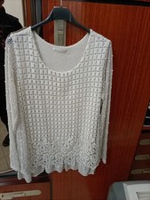 Donna Pizzo Uncinetto  Giacca  Maglia  Maniche lunghe BIANCO