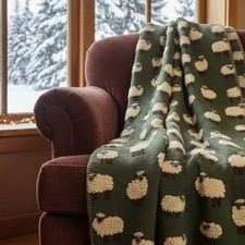 Lana cotta 150x170 morbido PLAID caldo Pecorelle verde muschio