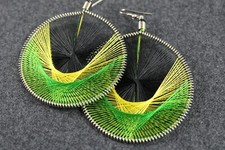 ORECCHINI da donna ARTIGIANALI Realizzati con filo GIAMAICA Bandiera Giamaicani