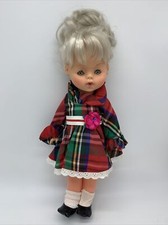 Bambola Vintage Migliorati Capelli Bianco-Biondi Occhi Blu, Italiana 14” con Vestito e Scarpe