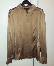 LUISA SPAGNOLI camicia oro scuro in seta taglia 46/48 blusa top raso beige donna