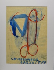 FUSI WALTER... . TECNICA MISTA  47 X 65  LA MASSONERIA ...PREZZO PAZZO !!!