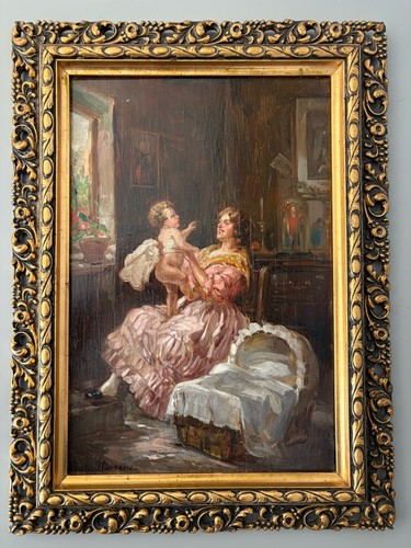 Dipinto olio madre con - olio, "madre