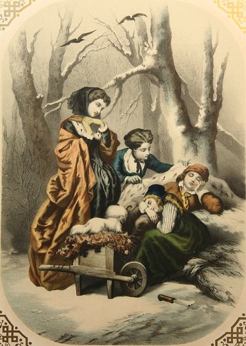 Donna con bambini - nel, bosco