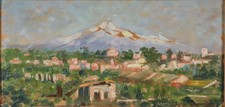 Dipinto olio su tela di Alessandro Abate ""Vista dell'Etna da Catania "" 1919