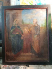 olio su lastra di ferro fine 8 inizio 900 sAcra famiglia