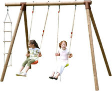 Altalena da Giardino Legno Doppia Seduta Altezza 222cm Legno New Plast ALS1349