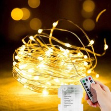 Catena luminosa luci di Natale natalizie filo rame 100 micro led a batteria 10MT