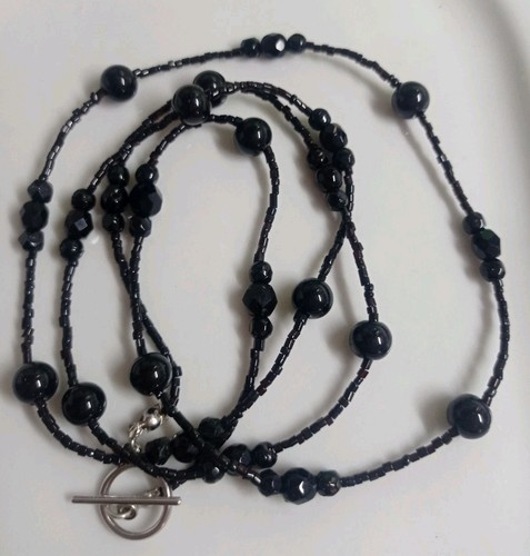 Collana lunga donna nera 90cm - collana,