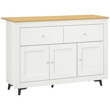 HOMCOM Credenza Buffet con 2 Cassetti e 2 Armadietti in Truciolato Bianco Legno
