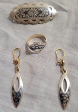 Set gioielle in argento 925 dorato oro Sovietici (mede in USSR)