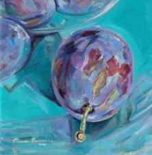 MARIA BABUSCHKA Original Oil Art OLIO Su TELA Still Life Plums Susine 30x30