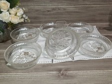 VINTAGE ANNI 60 SET DI SEI CIOTOLE MACEDONIA VETRO LAVORATO DIAM 12H 4 CM 