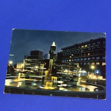 CATANIA PIAZZA EUROPA FONTANA NOTTURNO CARTOLINA D'EPOCA