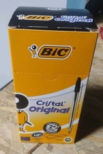 BIC Penne Nero a Sfera, Cristal Original, Punta Media, 1 mm, Confezione da 50