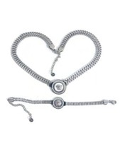 Elegante set gioielli Versace composto da collana e bracciale in argento lucido