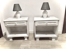 COPPIA COMODINI ART DECO Rivisitati In Stile Shabby Chic Completi Di Lampade,