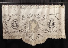 Antica Tenda  Mantovana Raffinatissimo Ricamo A Mano E Microfilet 180x105cm