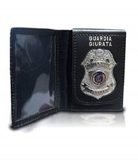 Portafoglio/Portadocumenti con Placca Color Argento per Guardia Giurata