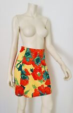 MOSCHINO Cheap&Chic Vintage Mini Skirt Floral Yellow Red Tulip Paint IT 42 S??
