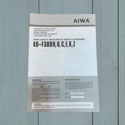 Aiwa f300 manuale - aiwa,