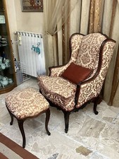 POLTRONA BERGERE CON SGABELLO POGGIAPIEDI Alta QUALITA' VINTAGE LUXURY