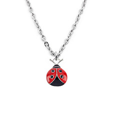 Collana con ciondolo Coccinella Rossa Portafortuna Argento idea Regalo da Donna