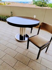 tavolo rotondo allungabile in Palissandro con 6 sedie imbottite