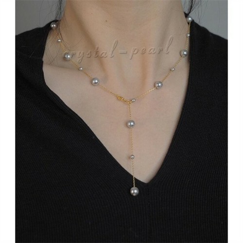 Collana elegante perle grigie