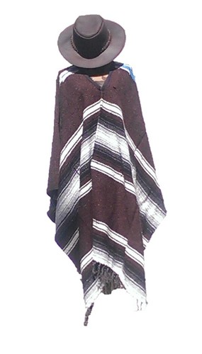 Poncho cappello marrone - e,