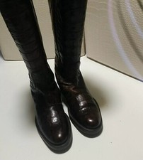 Stivali in pelle stile cocodrillo  Studio Pollini  tg 37 colore marrone scuro 