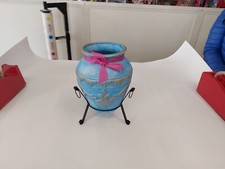 Vaso Etrusco Con Supporto In Ferro Nero Blu