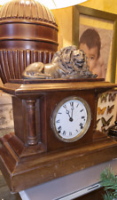 ?️Orologio da scrivania Ottocentesco con Leone scultura Bronzo Archetipo Legno