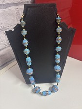 COLLANA TORTA NUZIALE TURCHESE VINTAGE (perline veneziane di Murano).