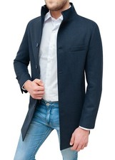 Cappotto uomo sartoriale blu scuro slim fit casual elegante giacca invernale 