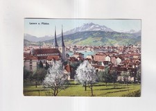 F5500) Cartolina, LUCERNA - alberi in fiore Chiesa e Pilato