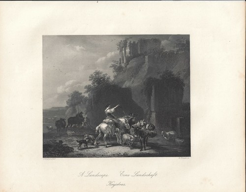 Stampa antica paesaggio - antica,