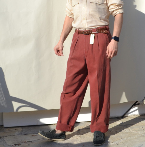 Pantalone denim plissettato
