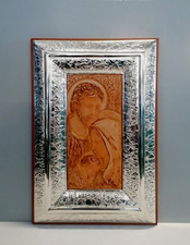 Bomboniera Sacra Famiglia, Quadro Religioso in Argento Prezioso, 46 x 32. Ag 925