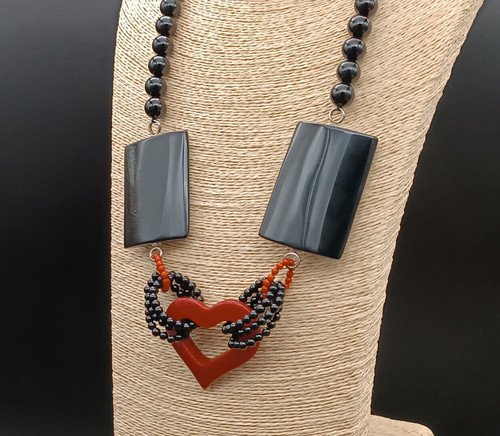 Collana donna rosso nero - collana, e