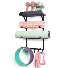 Yoga Mat Holder Wall Mount,17" x 28" Yoga Mat Rack Home Gym Accessories, Stor...