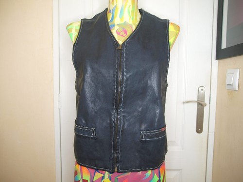 Gilet cuir vintage - gilet,